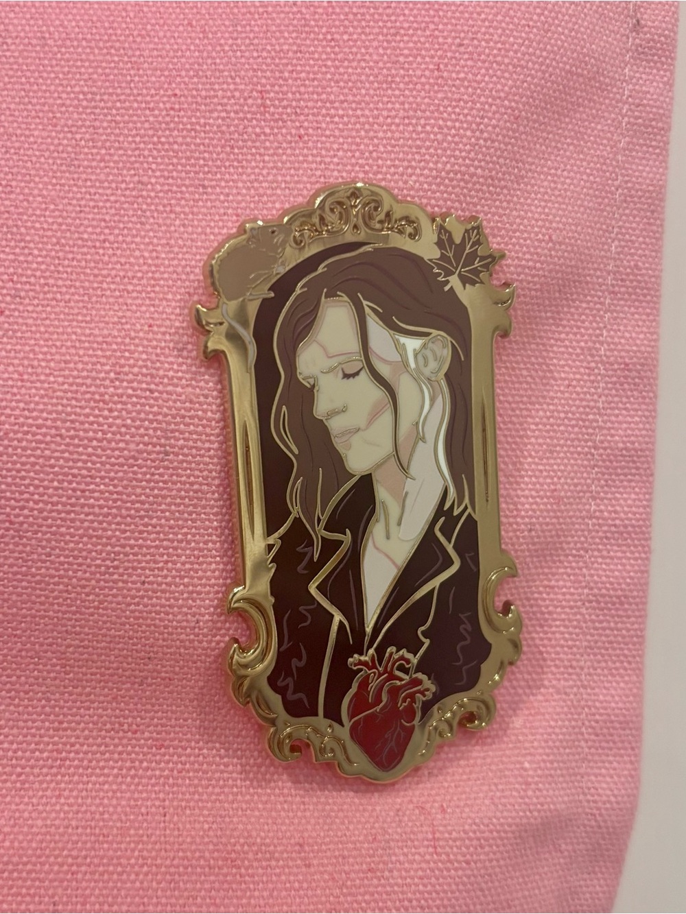 Del Toro's Frankenstein Pink Enamel Heart & Portrait Pin